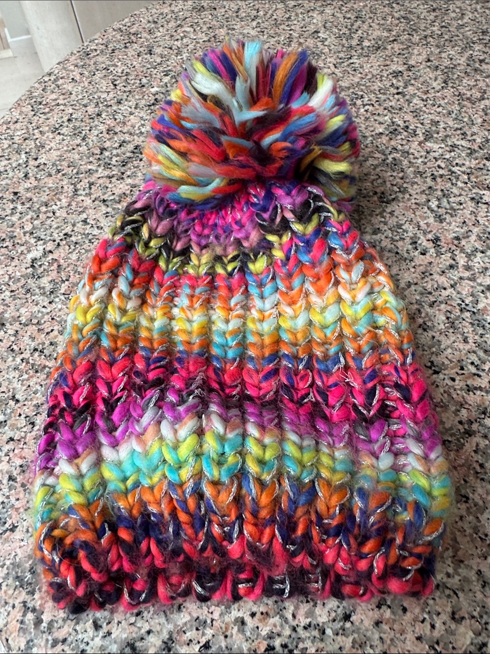 Koala Kids Multicolor Knit Beanie with Pom Pom